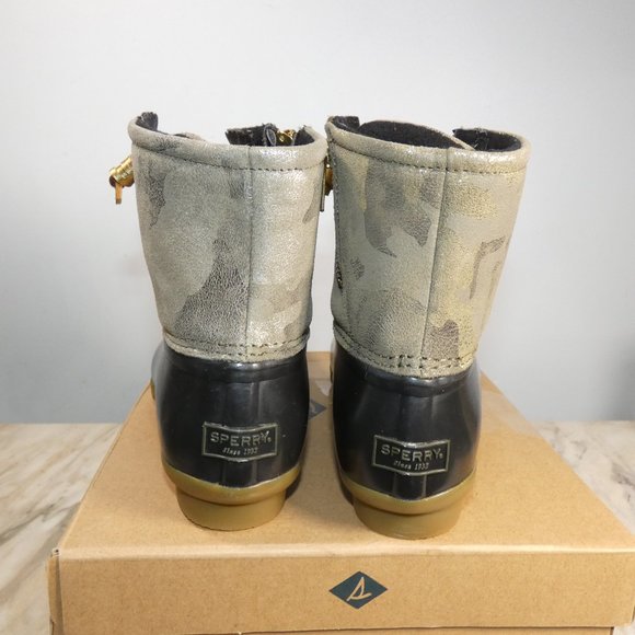 Sperry Women's Saltwater Leather Metallic Gold Snow Boot, Olive Camo, 7.5 - Picture 6 of 11